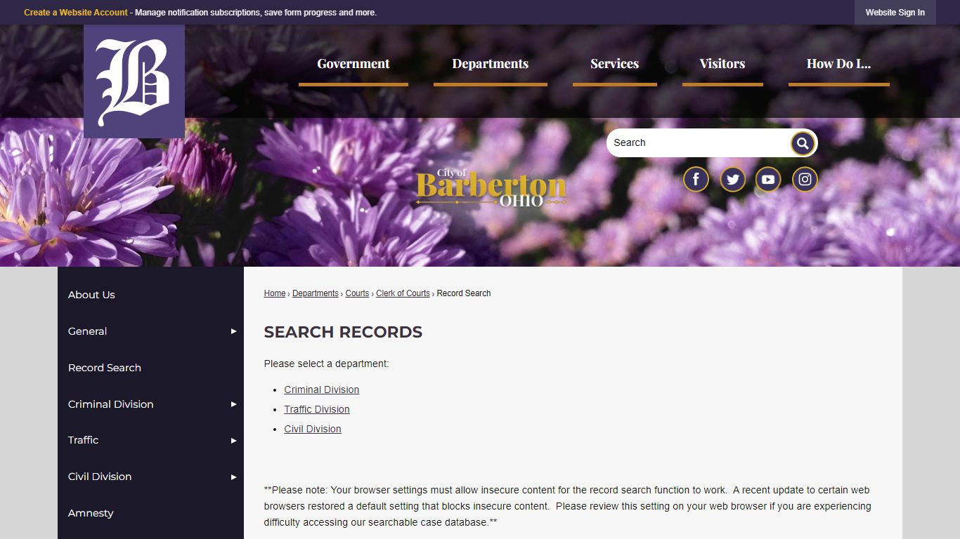 Search Records | Barberton, OH
